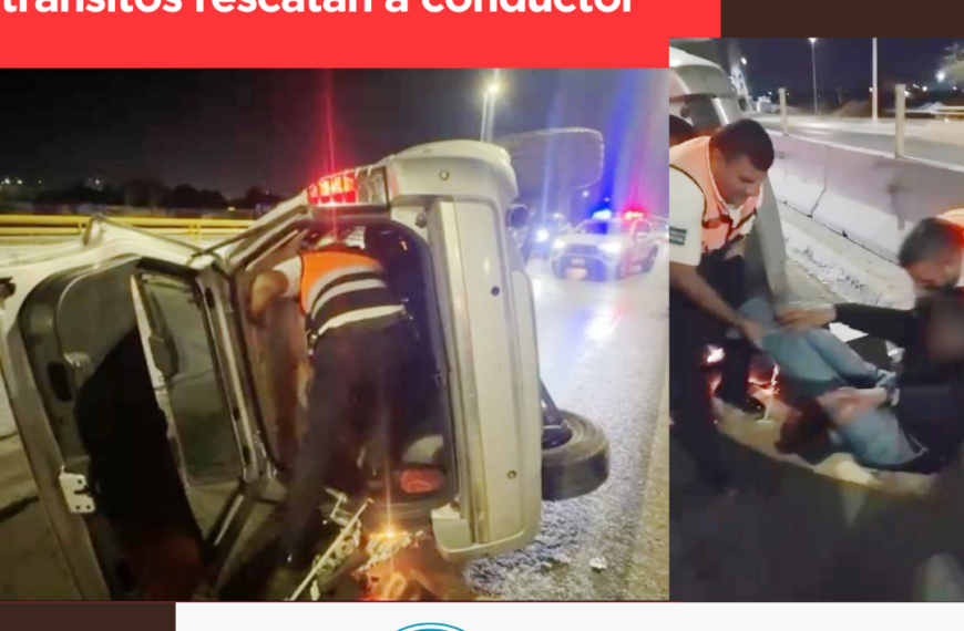 Accidente en desnivel de Villa Florida: Agentes de Tránsito rescatan a conductor