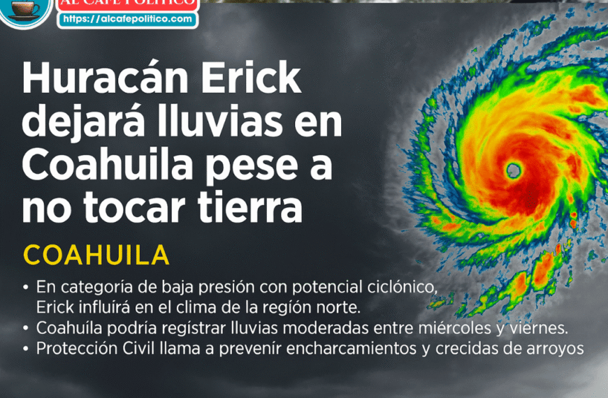 Huracán Erick dejará lluvias en Coahuila pese a no tocar tierra