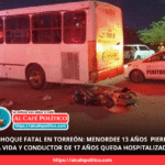 Adolescente de 13 años muere al estrellar su motocicleta contra camión de la Ruta Dorada en Torreón; video exhibe imprudencia