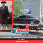 Cae en el filtro: joven conducía un BMW con reporte de robo