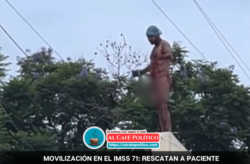 Persona desnuda y con arma blanca es rescatada del techo del IMSS 71
