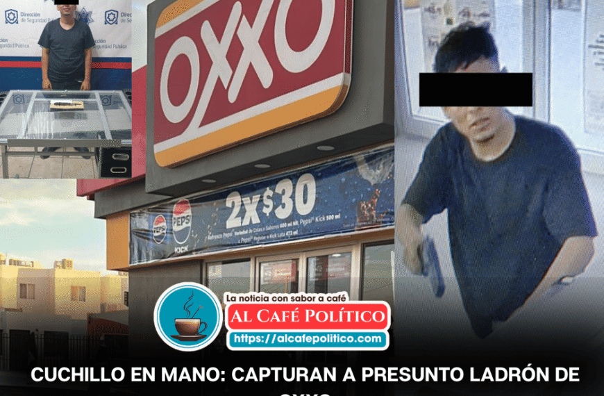 Cae asaltante de Oxxo en Torreón; lo detienen con cuchillo en mano