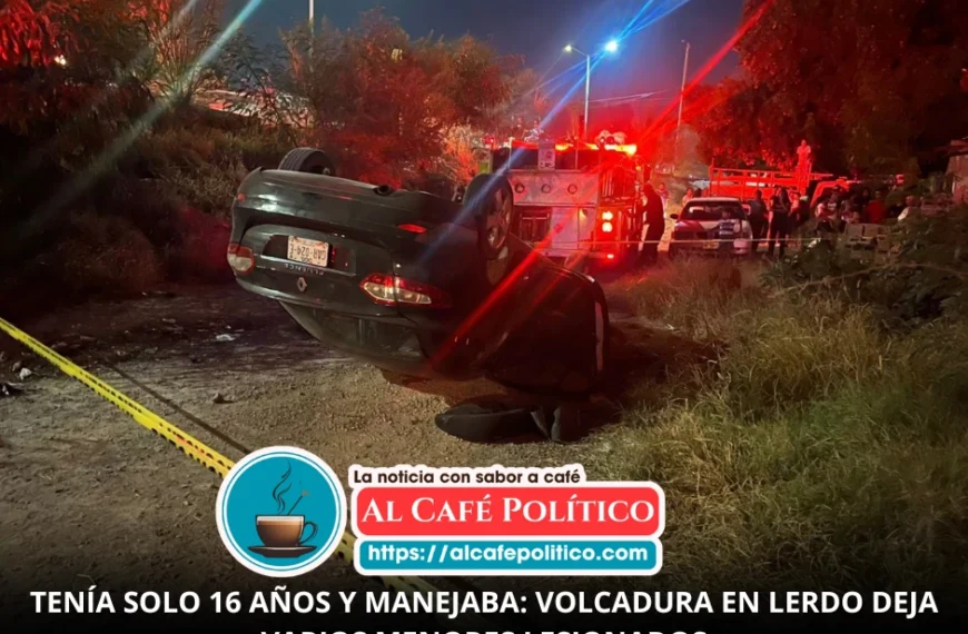 menor de 16 años provoca aparatoso accidente en Lerdo