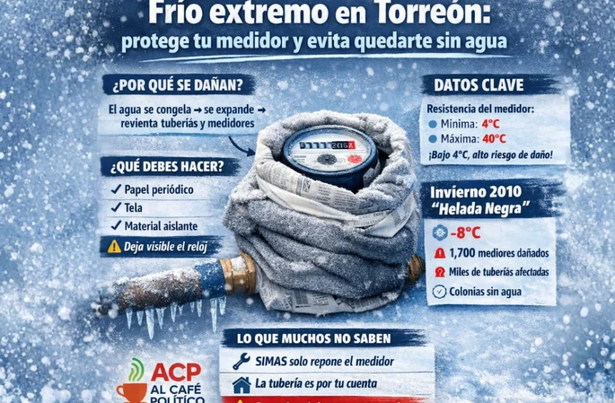 Frío extremo puede reventar medidores: SIMAS lanza alerta preventiva