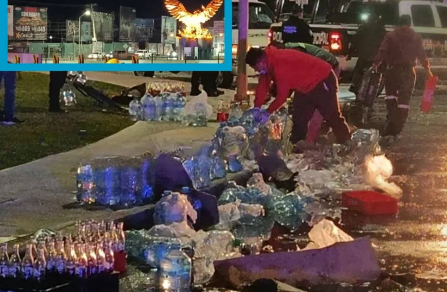 Refresco en el asfalto y rapiña en Torreón tras accidente de tráiler