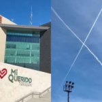 Una “X” en el cielo frente a la Presidencia de Torreón sorprende a ciudadanos
