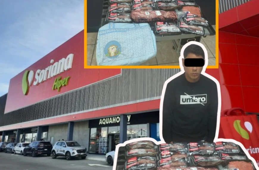 Detienen a joven con carne robada en pañalera en Soriana Viñedos Torreón