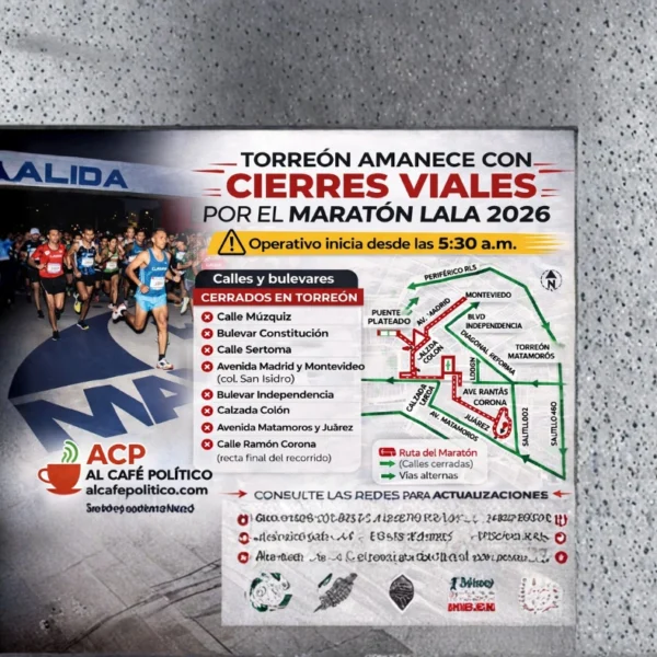 Maratón LALA 2026 provocará cierres masivos en Torreón:…