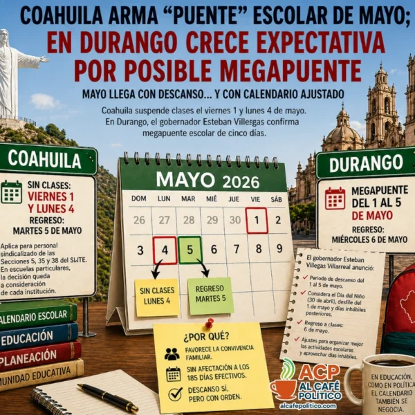 Coahuila arma “puente” escolar de mayo; en Durango&hellip;
