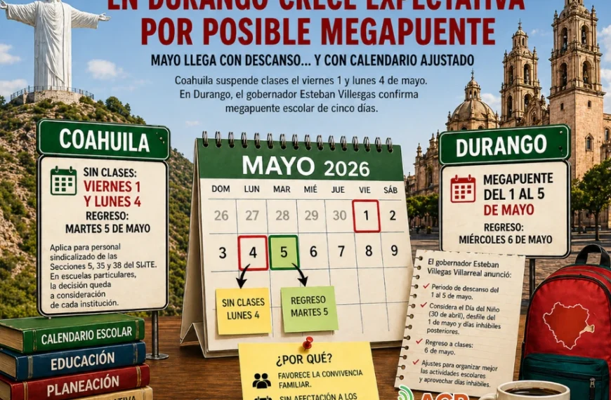 Coahuila arma “puente” escolar de mayo; en Durango cconfirman «megapuente»