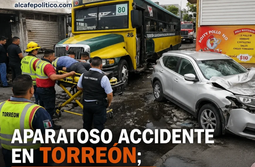 Aparatoso accidente en Torreón moviliza cuerpos de emergencia; una embarazada entre los lesionados