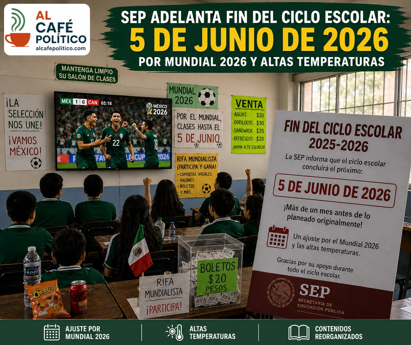 Mundial 2026 y calor extremo acortan un mes las clases en México