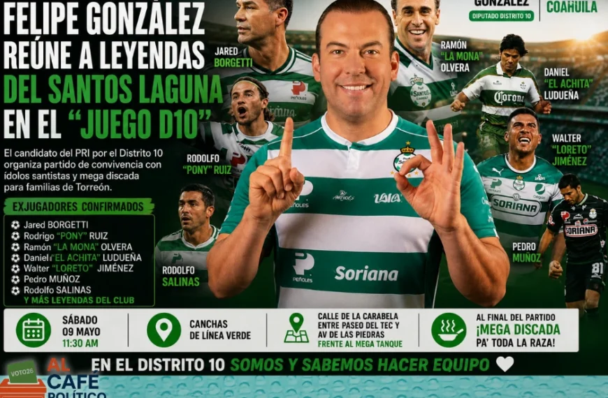 Felipe González jugará con Borgetti, Pony Ruiz y otras leyendas del Santos Laguna en la Línea Verde de Torreón