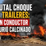 Muere chofer calcinado tras choque frontal de tráileres en Mapimí