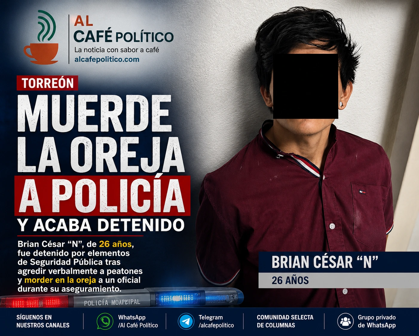 Brian “N” muerde la oreja de un oficial y acaba detenido