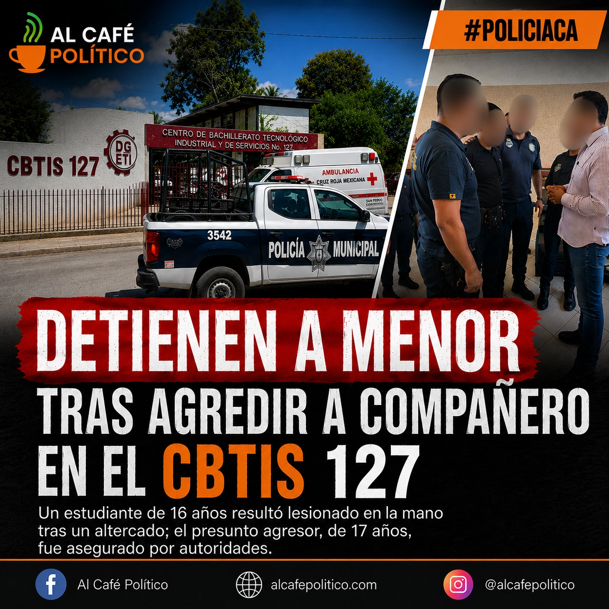 Preparatoriano lagunero hiere a compañero con arma y termina detenido