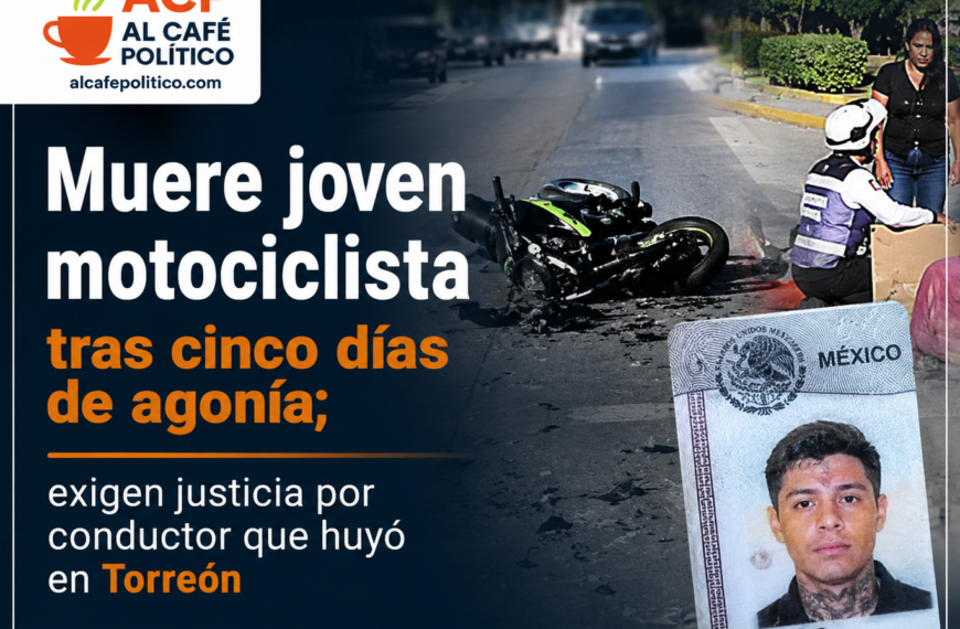 Fallece motociclista tras cinco días hospitalizado en Torreón; exigen justicia