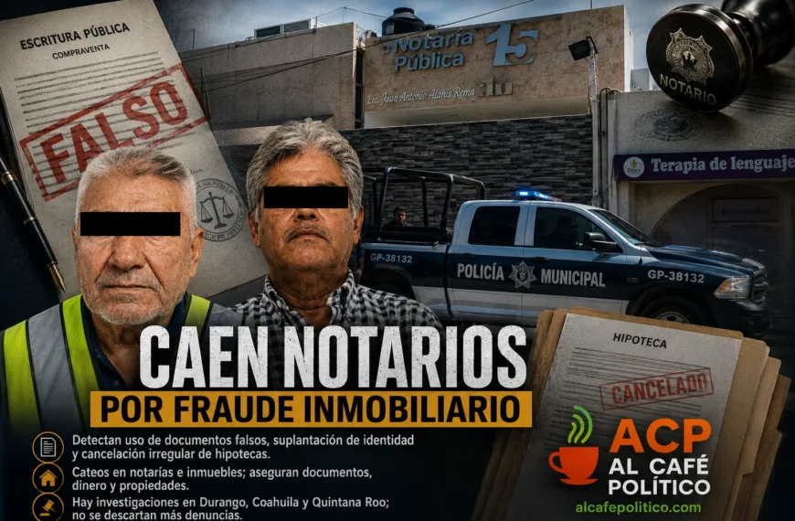 Fraude inmobiliario en Durango: detienen a notarios y aseguran inmuebles