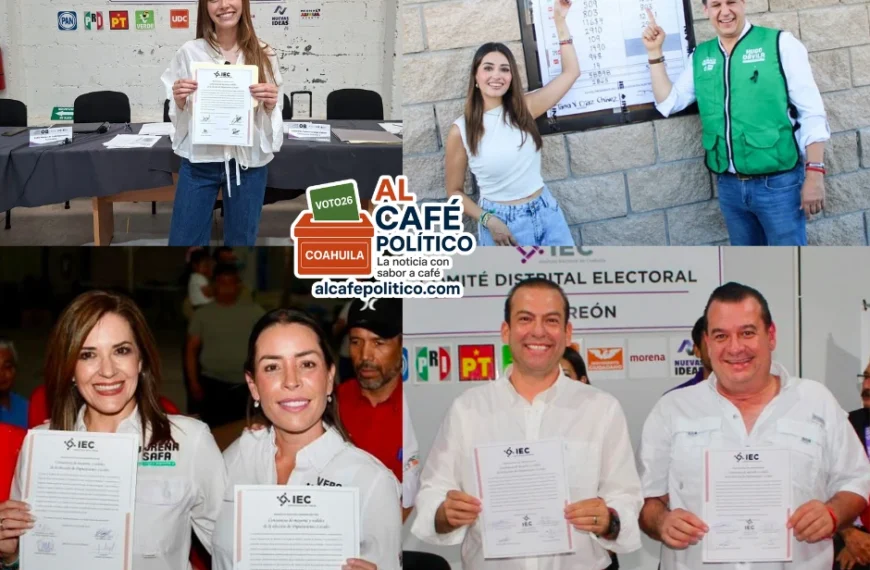 Hugo, Felipe, Vero y Ximena reciben constancias de mayoría en Torreón
