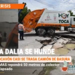 Socavón casi se traga camión de basura en La Dalia