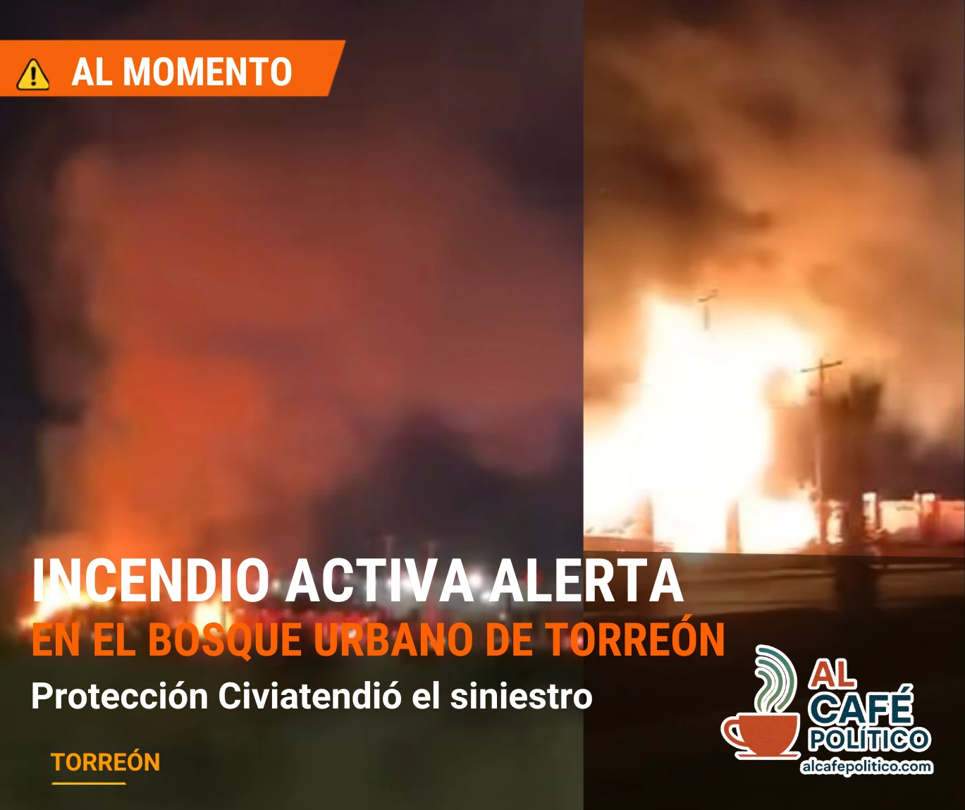 Reportan incendio en el Bosque Urbano de Torreón