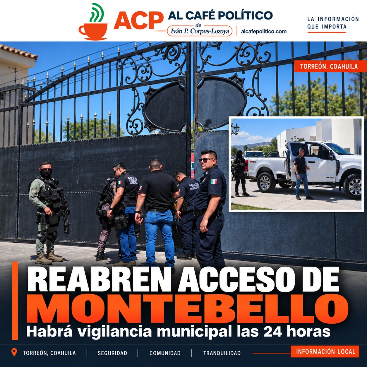 Municipio interviene y reabren acceso de Montebello con vigilancia 24/7