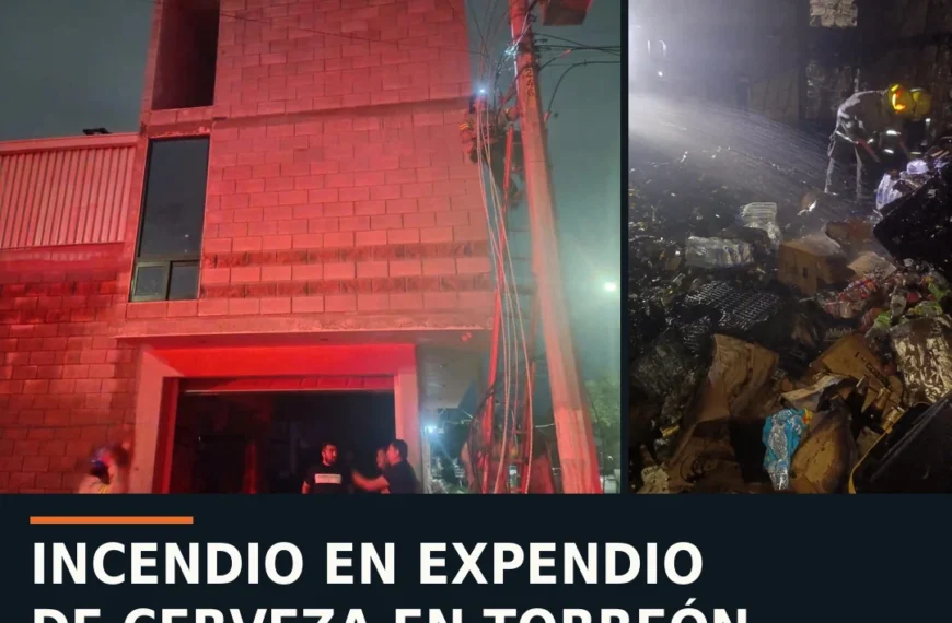 Arde expendio de cerveza en Torreón; fuego alcanza cableado eléctrico