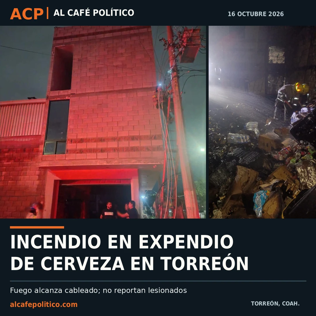 Arde expendio de cerveza en Torreón; fuego alcanza cableado eléctrico